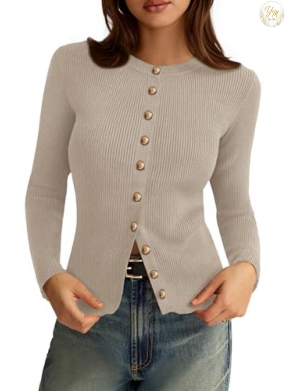 Women's Lightweight Ribbed Knit Cardigan Sweater Button Down Long Sleeve